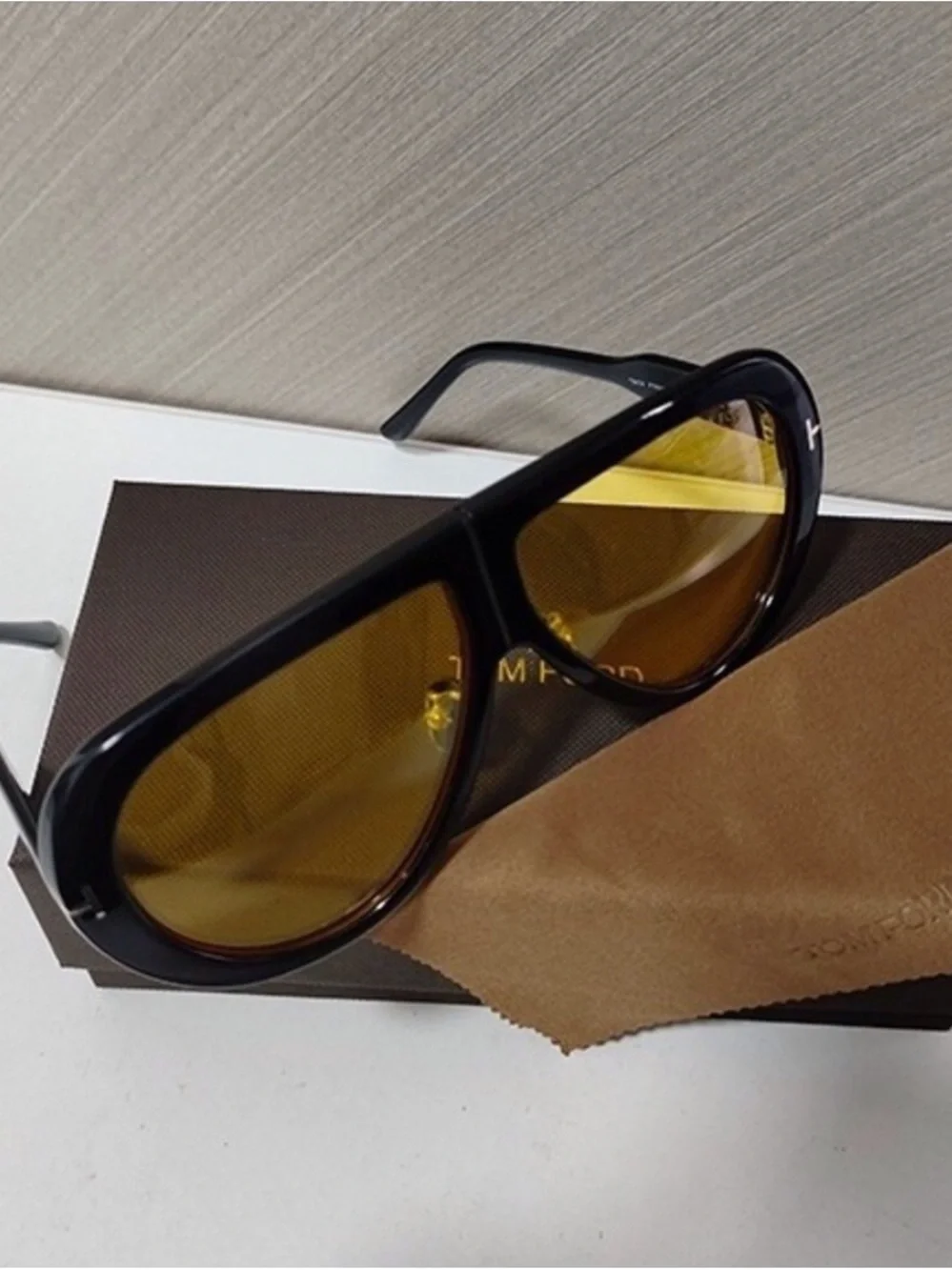 Tom Ford Black Sunglasses with Yellow Lenses
